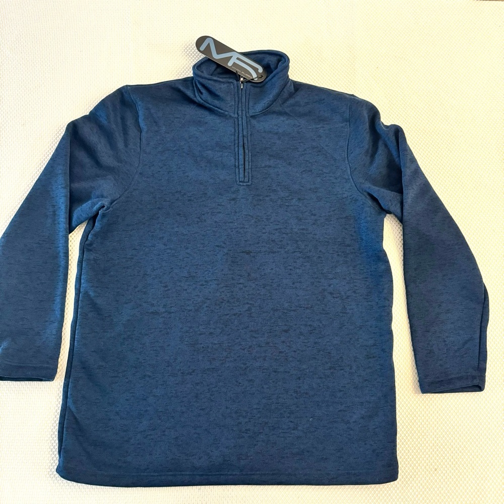 Mack Russo Blue Black 1/4 Zip Pullover Sweater E-13